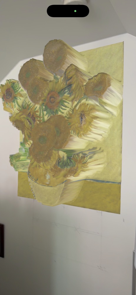 Van Gogh's Sunflowers turned into a 3D relief by MY CREATION, shown in augmented reality